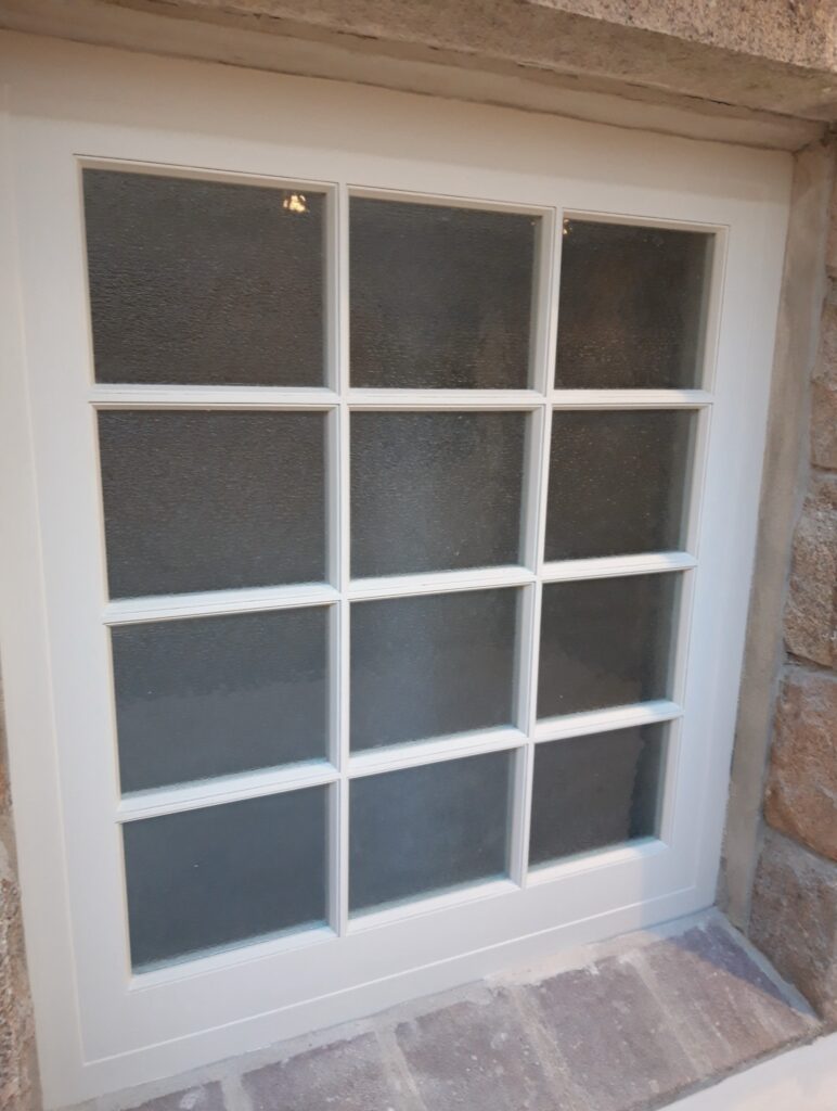 Bespoke Painted Wooden Window With Frosted Glass Panes By Trinity Joinery Jersey Glazing Trinity Joinery Jersey 2500