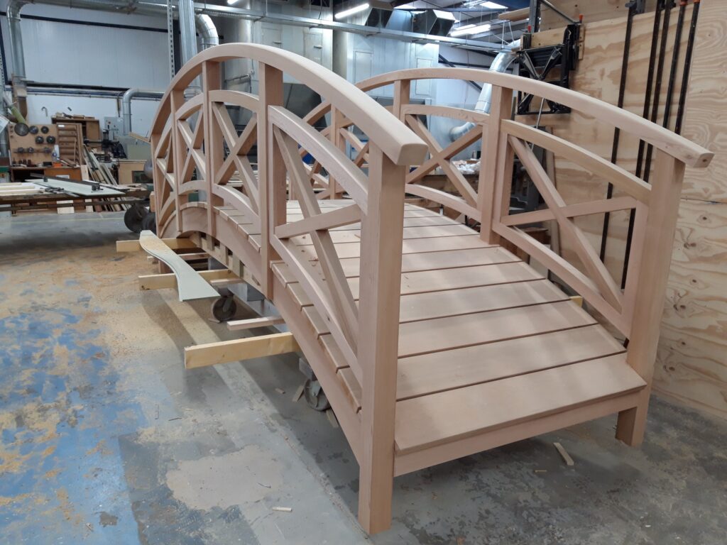 Bespoke Timber Garden Bridge Angled View Bespoke Joinery Trinity Joinery Jersey 2500