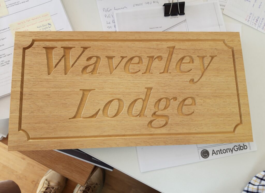 Bespoke Wooden Signage Waverley Lodge Trinity Joinery Jersey 2500