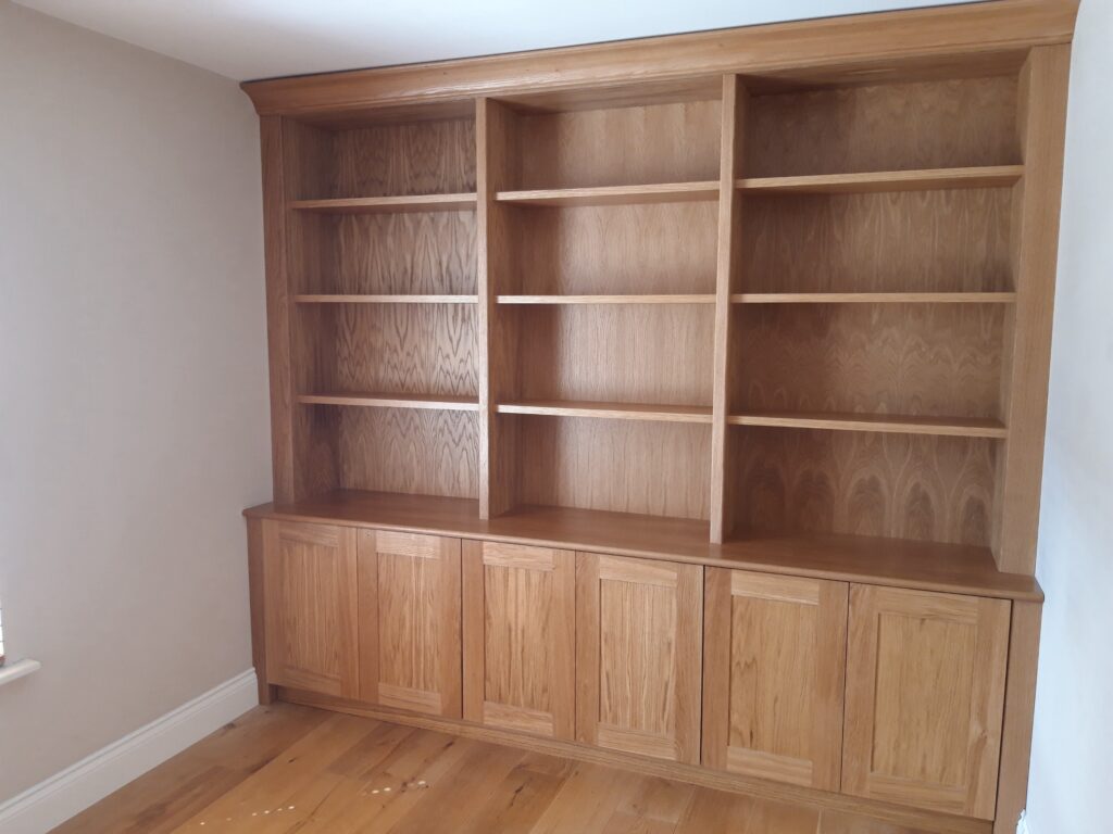 Oak Fitted Bookshelves With Base Cabinets Trinity Joinery Jersey 2500