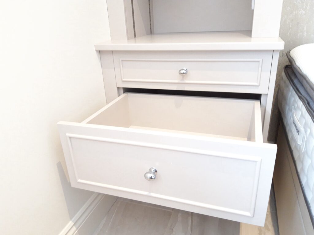 Painted Bedside Cabinet With Open Drawer Bedrooms Trinity Joinery Jersey 2500