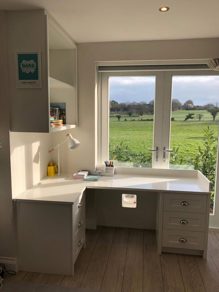 Painted Fitted Corner Desk With Drawers And Shelving Home Offices Trinity Joinery Jersey 2500