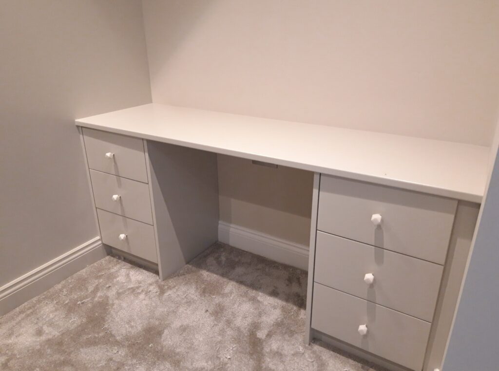 Painted Fitted Desk With Drawers Bespoke Home Office Jersey Home Offices Trinity Joinery Jersey 2500
