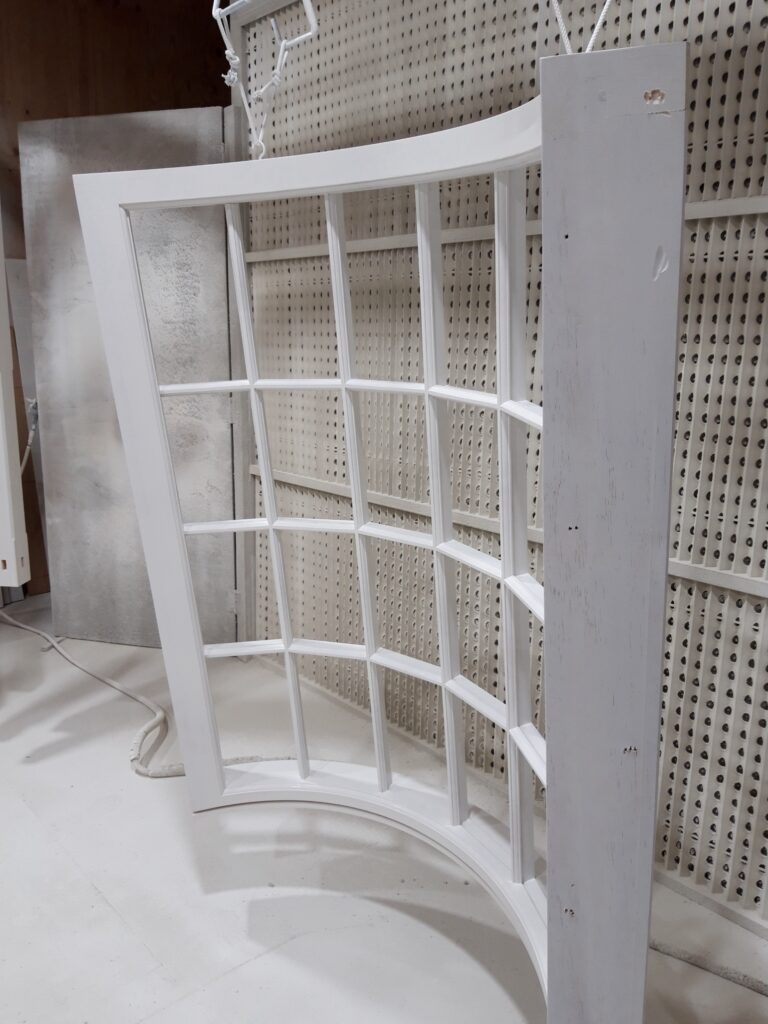 Timber Curved Bay Window Frame Spray Painted White In Workshop Windows Trinity Joinery Jersey 2500