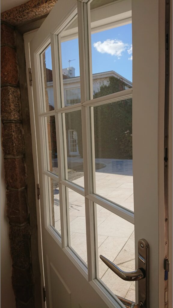 Timber Painted White French Door Interior Handle View Exterior Doors Trinity Joinery Jersey 2500