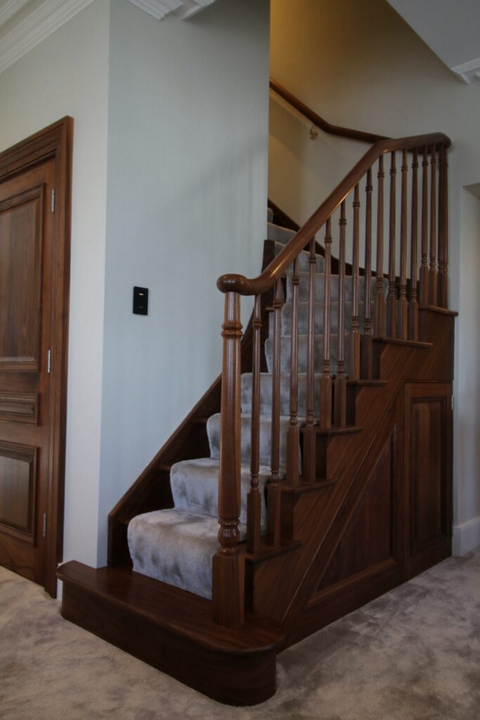 Timber Staircase With Turned Spindles And Carpet Runner Interior View Staircases Balustrade Trinity Joinery Jersey 2500