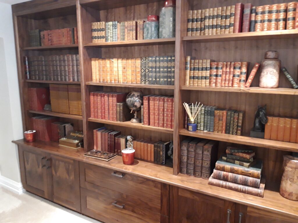 Walnut Bookshelves With Cabinets And Antique Books Trinity Joinery Jersey 2500
